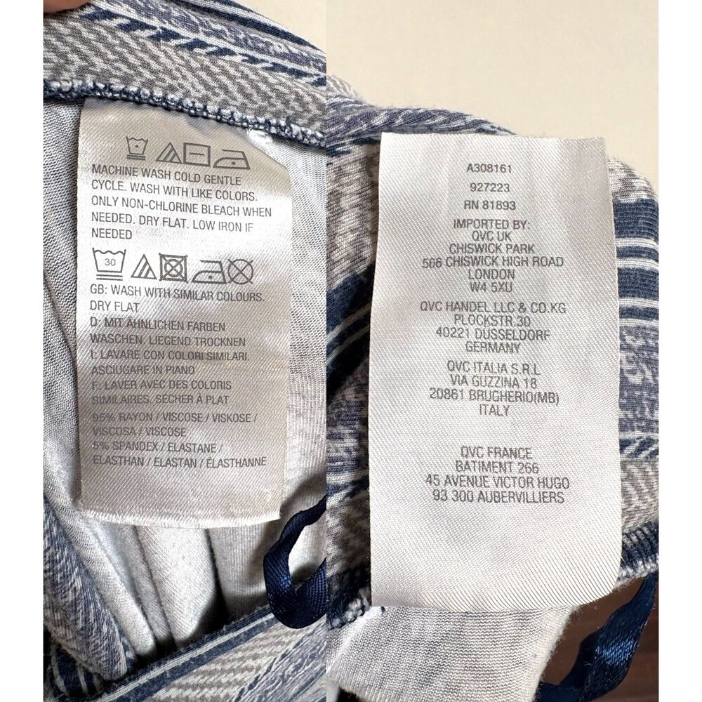 QVC Wide Leg Palazzo Pant Blue Stripe High Waist Flowy Lounge Flare Lisa Rinna S - Picture 9 of 9
